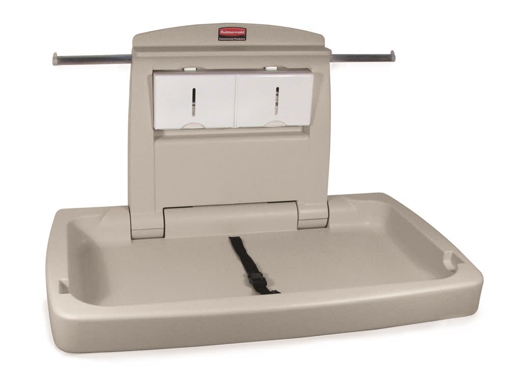 GuestSupply CA Rubbermaid Baby Changing Station Horizontal 33.25Lx21.5Wx4H Light Platinum